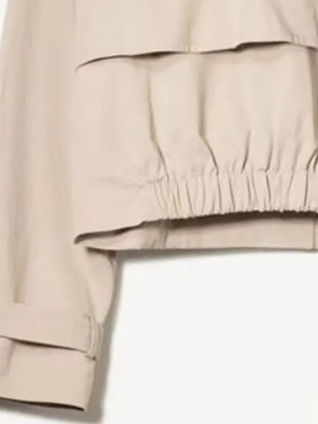 Cropped Windbreaker with Elasticated Back Waist