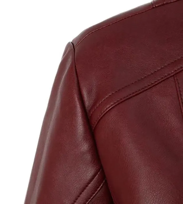 Sporty PU Leather Moto Jacket with Stand Collar