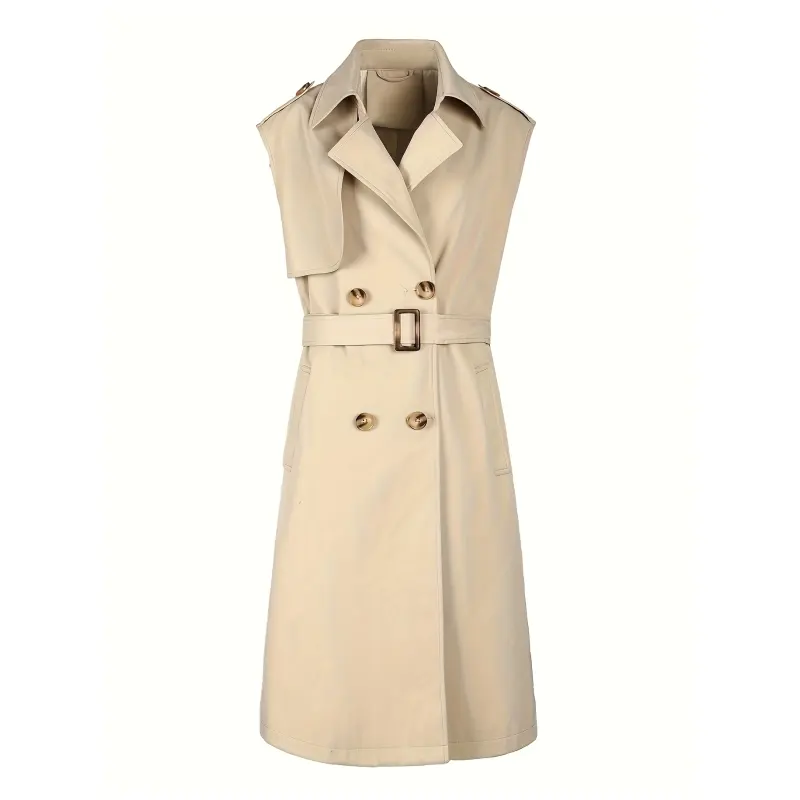 เสื้อโค้ท Duster แขนกุดสไตล์รีสอร์ทสตรี